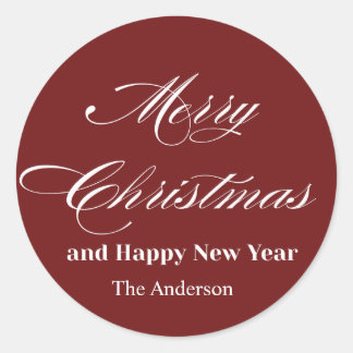 Frohe Weihnachten Schrift elegant Runder Aufkleber