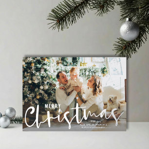 Frohe Weihnachten Schrift Foto Silber Folien Feiertagskarte