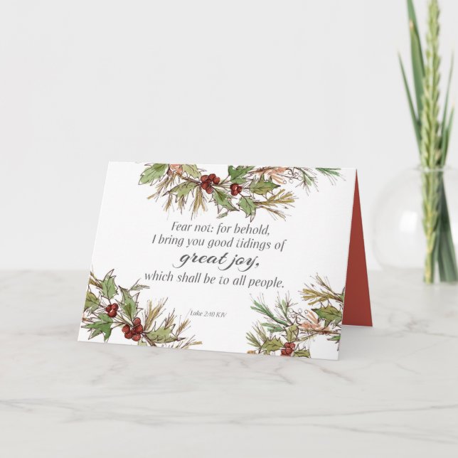 Frohe Weihnachten Schrift Luke Stechpalme Botanisc Karte (Vorderseite)