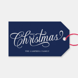 Frohe Weihnachten Schrift Navy Blau Geschenkanhänger