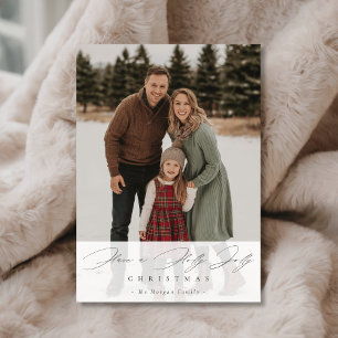 Frohe Weihnachten Schrift Schneeige Familienfoto