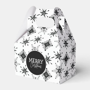 Frohe Weihnachten Schrift Schwarz Schneeflocken Geschenkschachtel