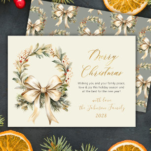 Frohe Weihnachten Schrift Wasserfarbe Kranz Golden