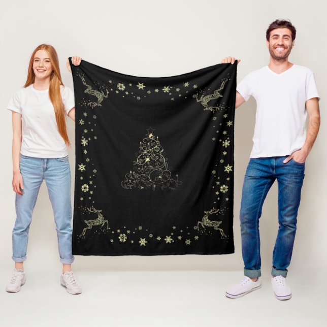Frohe Weihnachten schwarz Fleece Blanket (Beispiel)