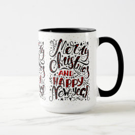 Frohe Weihnachten Schwarz & Rot Elegante Typografi Tasse