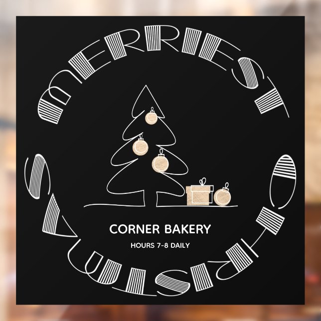 Frohe Weihnachten Schwarz und Weiß Fensteraufkleber (Blatt 2)