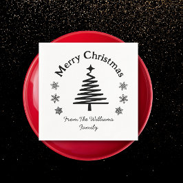frohe Weihnachten Schwarz-Weiß einfach modern Serviette