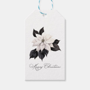Frohe Weihnachten Schwarz-Weiß Poinsettia Geschenkanhänger
