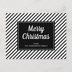 Frohe Weihnachten Schwarz Weiß Streifen Postkarte