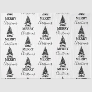 Frohe Weihnachten Schwarz-Weiß Vintage-Weihnachtsb Seidenpapier