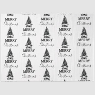 Frohe Weihnachten Schwarz & Weiß Vintagen Weihnach Seidenpapier