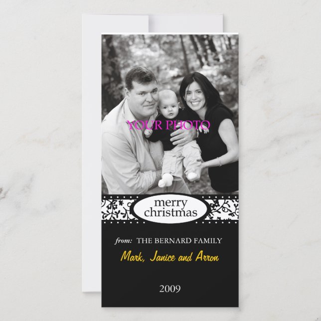 frohe Weihnachten Schwarz-weiße Band (Vorderseite)