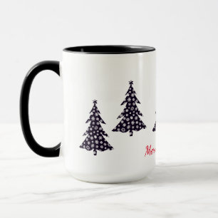Frohe Weihnachten, schwarze Bäume mit fallendem Sc Tasse