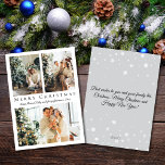 Frohe Weihnachten schwarze Drehbuch 3 Fotos Collag<br><div class="desc">Hintergrund Deko von freepik.com elegante Weihnachten schwarze Drehbuch drei Fotos Collage Urlaub Note Card zwei Side Card,  auf der Rückseite Ferienbotschaft,  custom.</div>