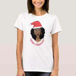 Frohe Weihnachten, schwarze Frau, rote Weihnachtsm T-Shirt