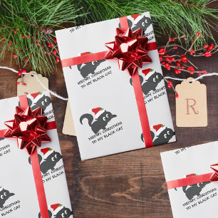 Frohe Weihnachten schwarze Katze individuelles Ges Geschenkpapier