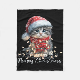 Frohe Weihnachten Schwarze Katze Lichter Weihnacht Fleecedecke