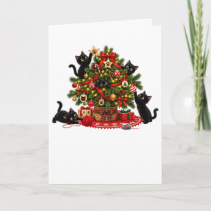 Frohe Weihnachten schwarze Katzen Baum Süße Kätzch