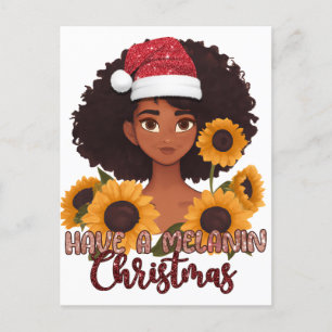 Frohe Weihnachten Schwarze Melanin Frau Xmas Afro