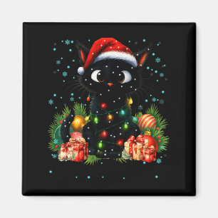 Frohe Weihnachten Schwarze Süße Katze Weihnachtsma Magnet