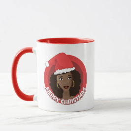 Frohe Weihnachten, schwarze Weihnachtsmannmütze Tasse