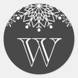 Frohe Weihnachten | Schwarzer und weißer Umschlag  Runder Aufkleber