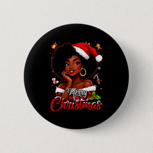 Frohe Weihnachten Schwarzes afrikanisches Mädchen Button