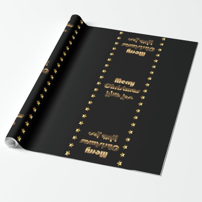 Frohe Weihnachten Schwarzes Gold Braun Elegante St Geschenkpapier (Ungerollt)