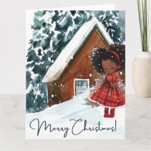 Frohe Weihnachten Schwarzes Mädchen Melanin Girls  Karte