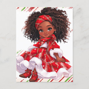 Frohe Weihnachten Schwarzes Mädchen Melanin Girls  Postkarte