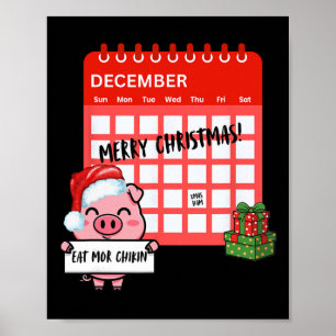 Frohe Weihnachten Schwein Santa Xmas Kalender Lust Poster