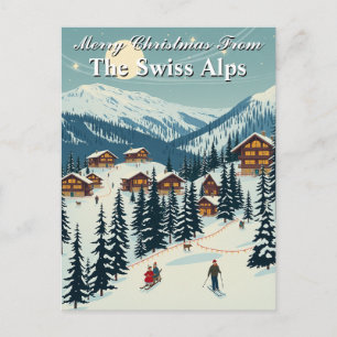 Frohe Weihnachten Schweizer Alpen Alpines Skidorf Postkarte