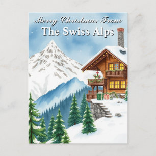 Frohe Weihnachten Schweizer Alpen Schneehütte Berg Postkarte