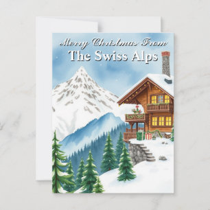 Frohe Weihnachten Schweizer Alpen Snowy Chalet Ber Postkarte
