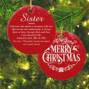 Frohe Weihnachten Schwester Definition Schneeflock Keramik Ornament