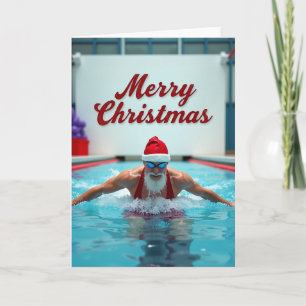 Frohe Weihnachten Schwimmender Weihnachtsmann Karte