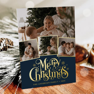 Frohe Weihnachten Script Foto Collage Folien Feiertagskarte