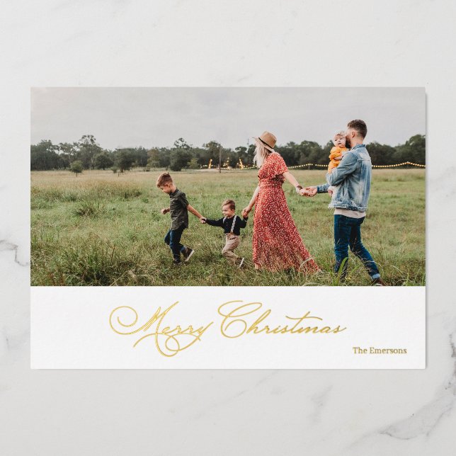 Frohe Weihnachten Scripted Elegance Folien Feiertagskarte (Vorderseite)