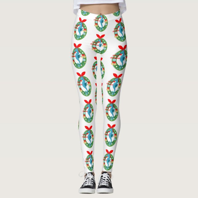 frohe Weihnachten Seepferd Leggings (Vorderseite)