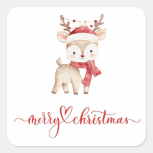 Frohe Weihnachten Serviette Quadratischer Aufkleber