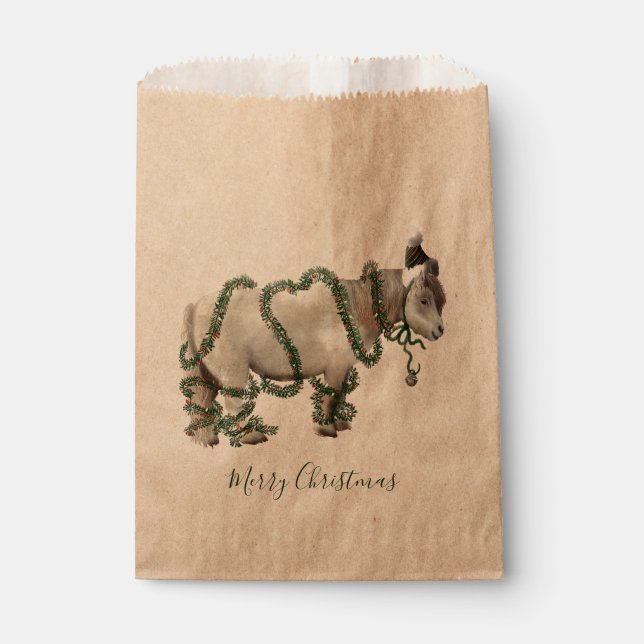 Frohe Weihnachten Shetlandpony-Geschenktüte Geschenktütchen (Vorderseite)
