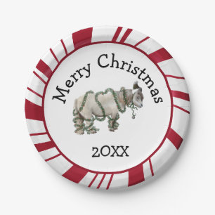 Frohe Weihnachten Shetlandpony-Teller Pappteller
