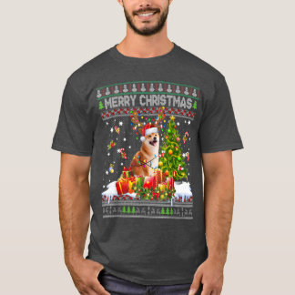 Frohe Weihnachten Shiba Inu Santa Xmas Tree Lights T-Shirt