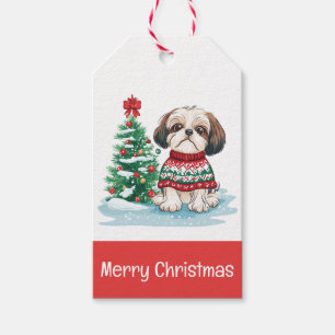 Frohe Weihnachten Shih Tzu Hund Geschenkanhänger