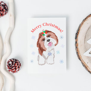Frohe Weihnachten Shih Tzu mit Schneeflocken-Hund 