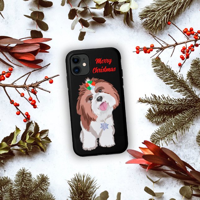 Frohe Weihnachten Shih Tzu mit Snowflake Case-Mate iPhone Hülle (Von Creator hochgeladen)