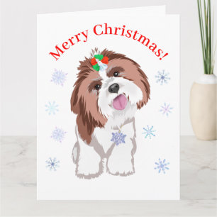Frohe Weihnachten Shih Tzu mit Snowflake Hund Karte