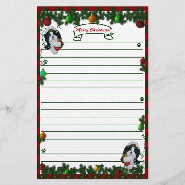 Frohe Weihnachten Shih Tzu stationär! Briefpapier (Vorderseite)