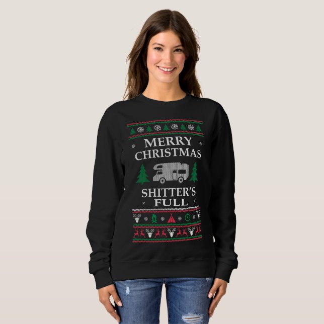 Frohe Weihnachten Shitters volles RV hässliches Sweatshirt (Vorne ganz)