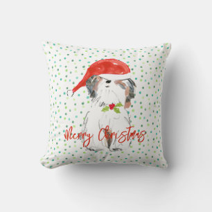 Frohe Weihnachten ShiTzu Dog Festive Weihnachtsman Kissen